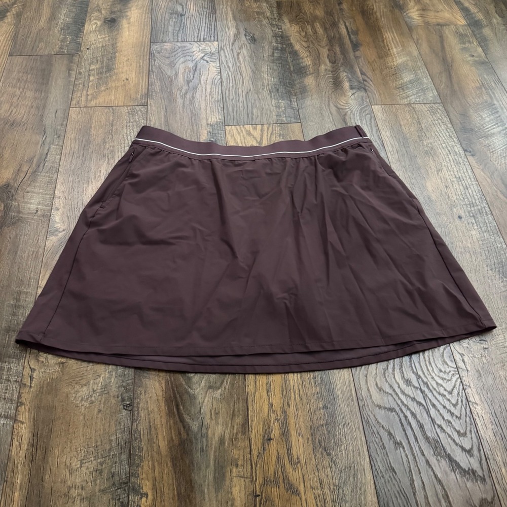 Soybu Womens XL Chocolate Brown Active Skort Tennis Golf Skirt Pockets Stretch